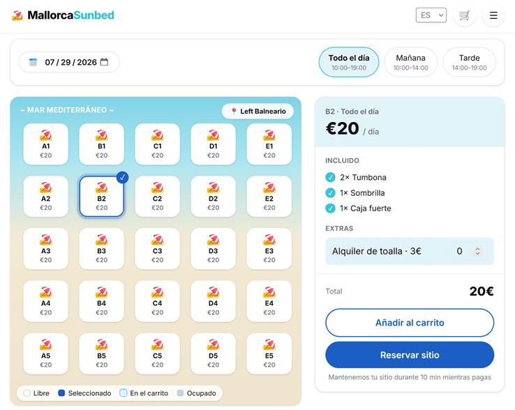 Spot selection and payment